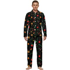 Christmas Pattern Texture Colorful Wallpaper Men s Long Sleeve Velvet Pocket Pajamas Set by Ravend