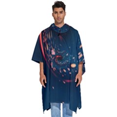 Fluid Swirl Spiral Twist Liquid Abstract Pattern Men s Hooded Rain Ponchos by Ravend