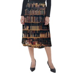 Books On Bookshelf Assorted Color Book Lot In Bookcase Library Classic Velour Midi Skirt  by Ravend