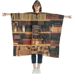 Books On Bookshelf Assorted Color Book Lot In Bookcase Library Women s Hooded Rain Ponchos by Ravend