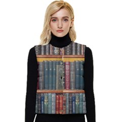 Books-library-bookshelf-bookshop Women s Button Up Puffer Vest by Ravend