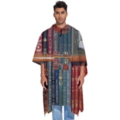 Books-library-bookshelf-bookshop Men s Hooded Rain Ponchos by Ravend