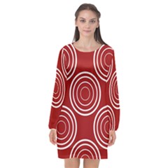 Background-red Long Sleeve Chiffon Shift Dress  by nateshop