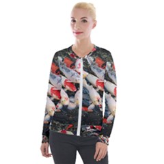 Koi Fish Nature Velvet Zip Up Jacket by Ndabl3x