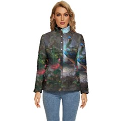 Peacock Art Painting Women s Puffer Bubble Jacket Coat by Ndabl3x