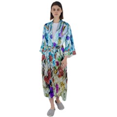 Fish The Ocean World Underwater Fishes Tropical Maxi Satin Kimono by Ndabl3x