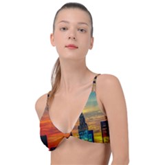 New York City Skyline Usa Knot Up Bikini Top by Ndabl3x