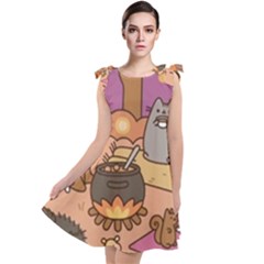 Pusheen Cute Fall The Cat Tie Up Tunic Dress by Ndabl3x