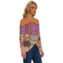 Pusheen Cute Fall The Cat Long Sleeve Crew Neck Pullover Top View3