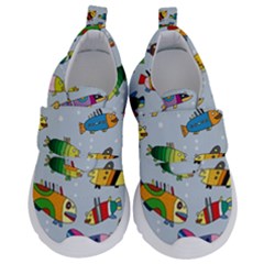 Fish Ocean Sea Water Diving Blue Kids  Velcro No Lace Shoes by Ndabl3x