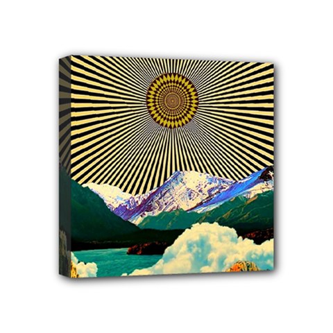 Surreal Art Psychadelic Mountain Mini Canvas 4  X 4  (stretched) by Ndabl3x