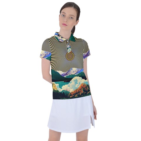 Surreal Art Psychadelic Mountain Women s Polo T-shirt by Ndabl3x