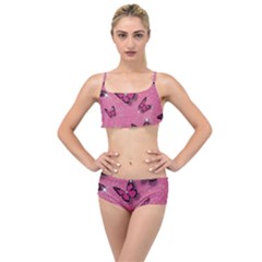 Pink Glitter Butterfly Layered Top Bikini Set by Ndabl3x