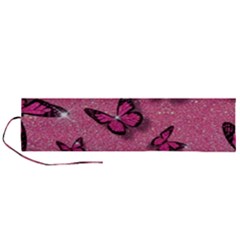 Pink Glitter Butterfly Roll Up Canvas Pencil Holder (l) by Ndabl3x