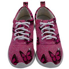 Pink Glitter Butterfly Mens Athletic Shoes by Ndabl3x