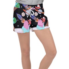 Girl Bed Space Planet Spaceship Women s Velour Lounge Shorts by Bedest