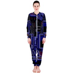 Blue Computer Monitor With Chair Game Digital Art Onepiece Jumpsuit (ladies) by Bedest