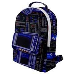 Blue Computer Monitor With Chair Game Digital Art Flap Pocket Backpack (small) by Bedest