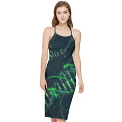Green And Black Abstract Digital Art Bodycon Cross Back Summer Dress by Bedest