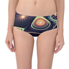 Psychedelic Trippy Abstract 3d Digital Art Mid-waist Bikini Bottoms by Bedest