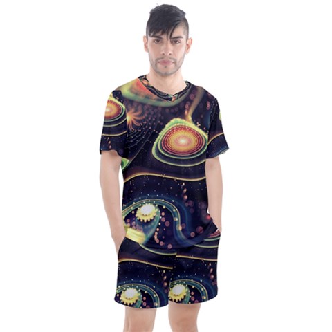 Psychedelic Trippy Abstract 3d Digital Art Men s Mesh T-shirt And Shorts Set by Bedest