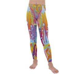 Multicolored Optical Illusion Painting Psychedelic Digital Art Kids  Lightweight Velour Leggings by Bedest