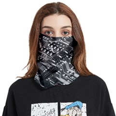 Black And Gray Circuit Board Computer Microchip Digital Art Face Covering Bandana (two Sides) by Bedest