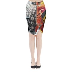 Left And Right Brain Illustration Splitting Abstract Anatomy Midi Wrap Pencil Skirt by Bedest