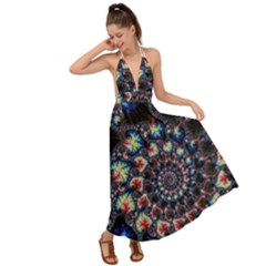 Psychedelic Colorful Abstract Trippy Fractal Backless Maxi Beach Dress by Bedest