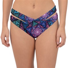 Purple Psychedelic Art Pattern Mosaic Design Fractal Art Double Strap Halter Bikini Bottoms by Bedest