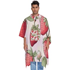 Strawberry Fruit Men s Hooded Rain Ponchos by Bedest