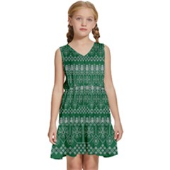 Christmas Knit Digital Kids  Sleeveless Tiered Mini Dress by Mariart