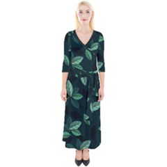 Foliage Quarter Sleeve Wrap Maxi Dress by HermanTelo