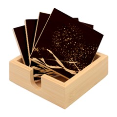 Particles Waves Line Multicoloured Bamboo Coaster Set by Proyonanggan