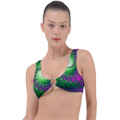 Fractal Spiral Purple Art Green Art Ring Detail Bikini Top by Proyonanggan