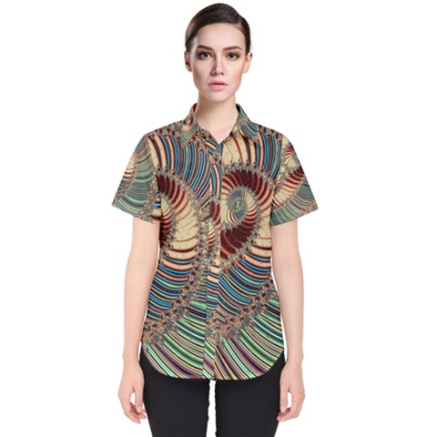 Fractal Strange Unknown Abstract Women s Short Sleeve Shirt by Proyonanggan