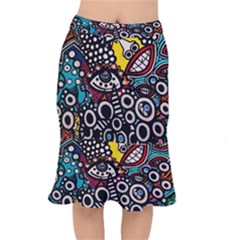 Multicolored Abstract Painting Colorful Short Mermaid Skirt by Grandong