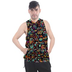 Multicolored Doodle Abstract Colorful Multi Colored Men s Sleeveless Hoodie by Grandong