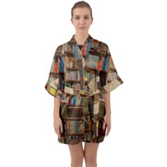 Library Aesthetic Half Sleeve Satin Kimono  by Sarkoni