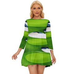 Golf Course Par Green Long Sleeve Babydoll Dress by Sarkoni
