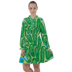 Golf Course Par Golf Course Green All Frills Chiffon Dress by Sarkoni