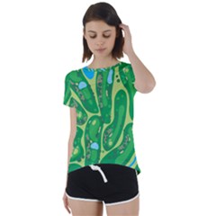 Golf Course Par Golf Course Green Short Sleeve Open Back T-shirt by Sarkoni