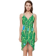 Golf Course Par Golf Course Green Wrap Frill Dress by Sarkoni