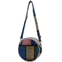 Jeans, Background, Color, Desenho, Shapes, Texture Crossbody Circle Bag by nateshop