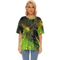 Machine Technology Circuit Electronic Computer Technics Detail Psychedelic Abstract Pattern Oversized Basic T-Shirt View1