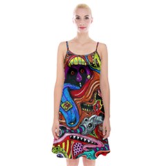 Psychedelic Trippy Hippie  Weird Art Spaghetti Strap Velvet Dress by Sarkoni