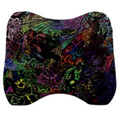 Trippy Dark Psychedelic Velour Head Support Cushion by Sarkoni