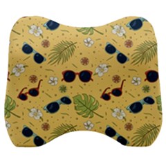 Seamless Pattern Of Sunglasses Tropical Leaves And Flowers Velour Head Support Cushion by Sarkoni