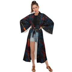 Architecture City Pixel Art Maxi Kimono by Sarkoni