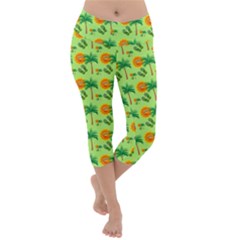 Summer Fun Pattern Lightweight Velour Capri Yoga Leggings by LalyLauraFLM